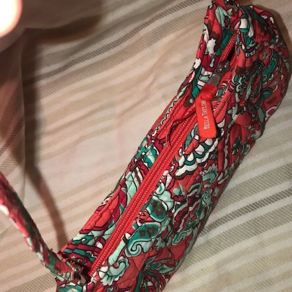 Bella Taylor Paisley Quilted Coral Green White Small Shoulder Hobo Bag Purse